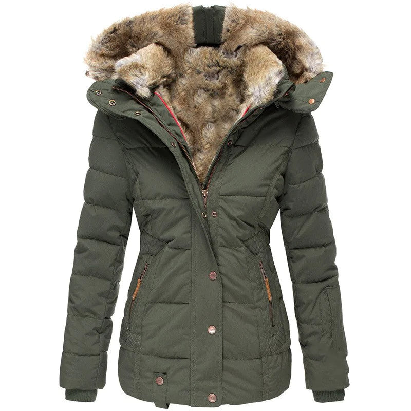 Women Winter Puffer Jacket with Faux Fur