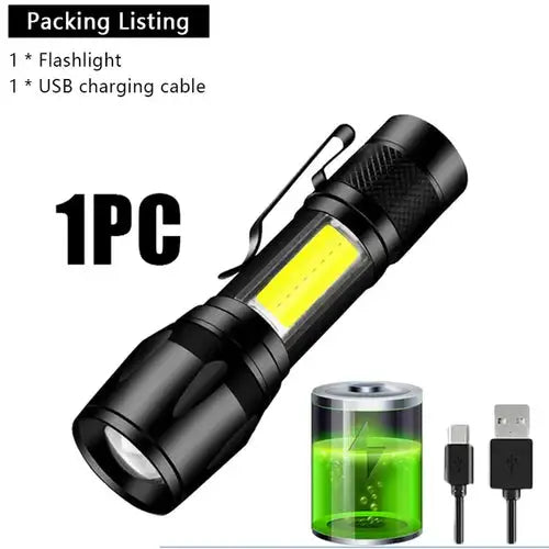 Mini Rechargeable LED Flashlight COB+XPE Portable Torch Camping - Simply Great Gear