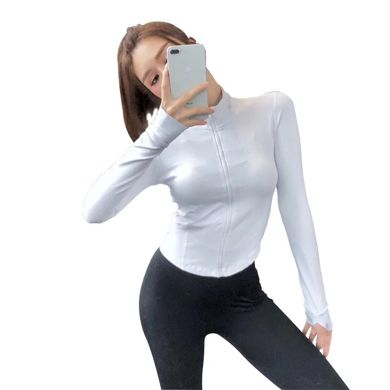 Women's Slim Zipper Running Crop Tops - Simply Great Gear