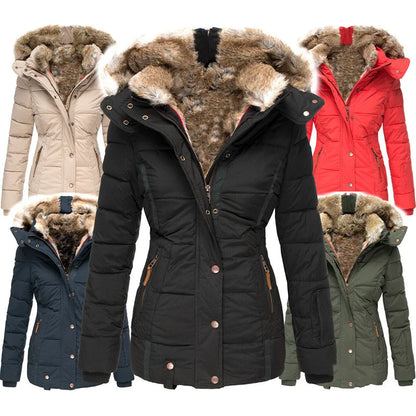 Women Winter Puffer Jacket with Faux Fur