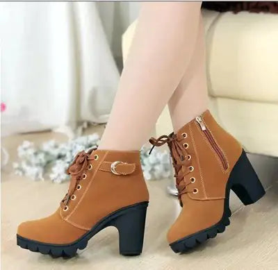 Women Winter Thick Heeled Boots