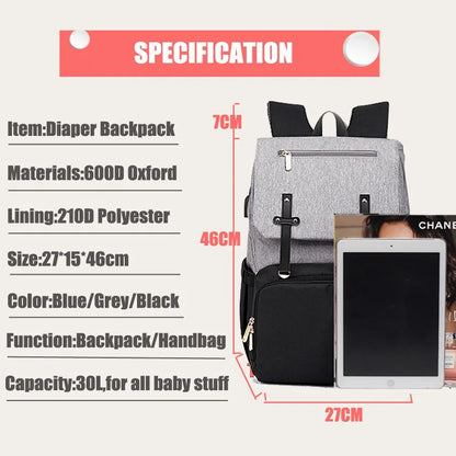 Baby Diaper Bag with USB Port - Simply Great Gear