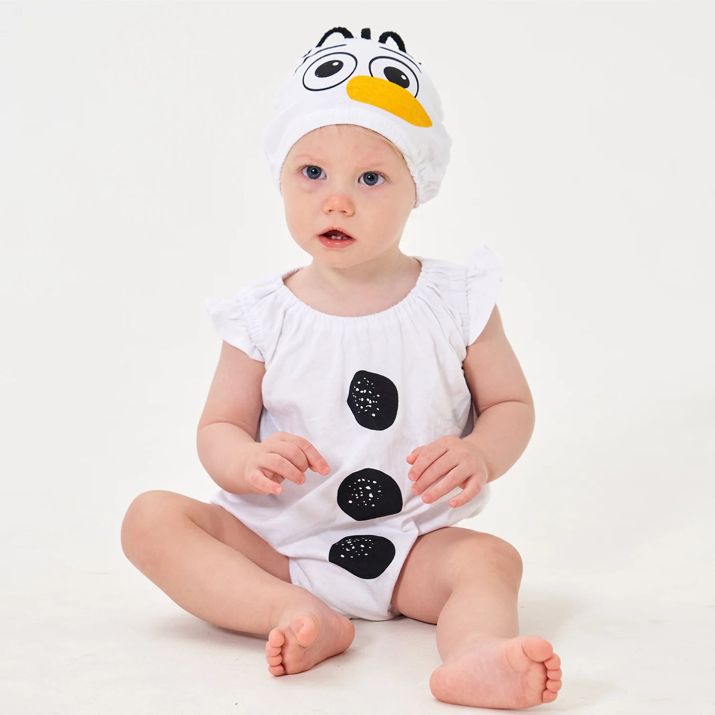 Short Summer Baby Romper Snowman Costume Bodysuit 6M 12-24M Halloween Purim Birthday Party Photograph Fancy Dress 2pcs Set