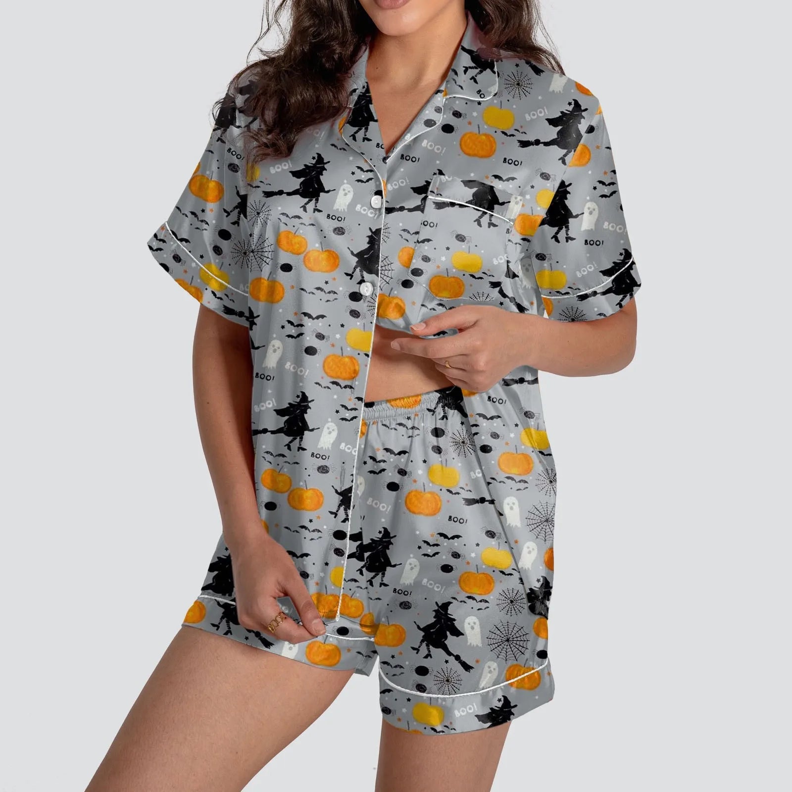 Pumpkin Satin Halloween Pajama Set - Simply Great Gear