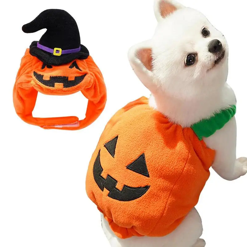 Pet Pumpkin Costume, Dog Funny Halloween Hat Cloth Suit, Adjustabe Cosplay Party Apparel For Cat Kitten Puppy