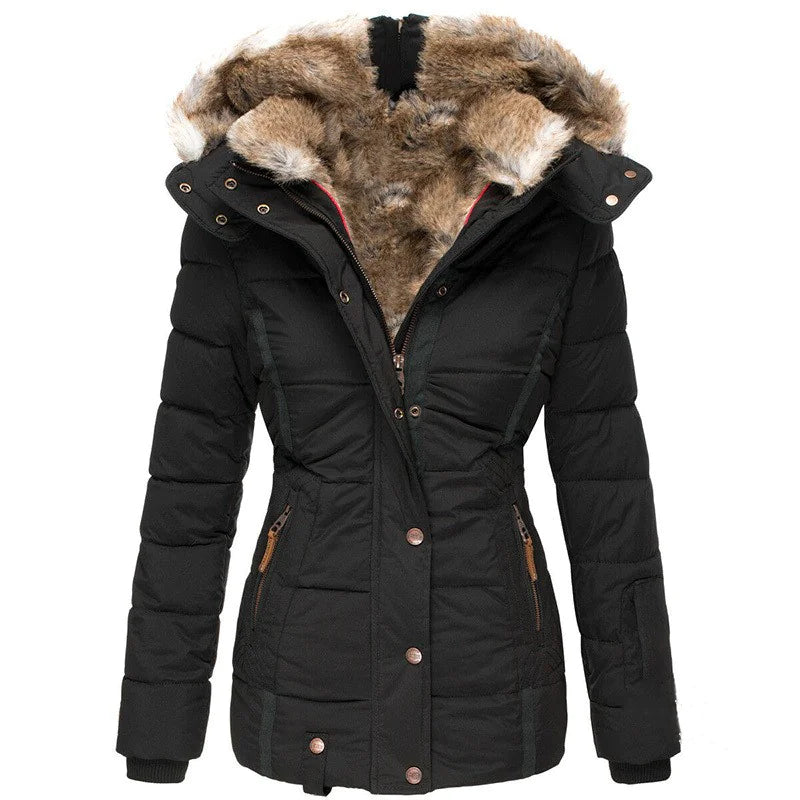 Women Winter Puffer Jacket with Faux Fur