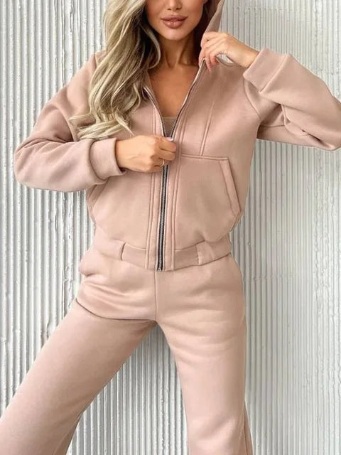 Women Winter Velvet Tracksuit Two-Piece Set