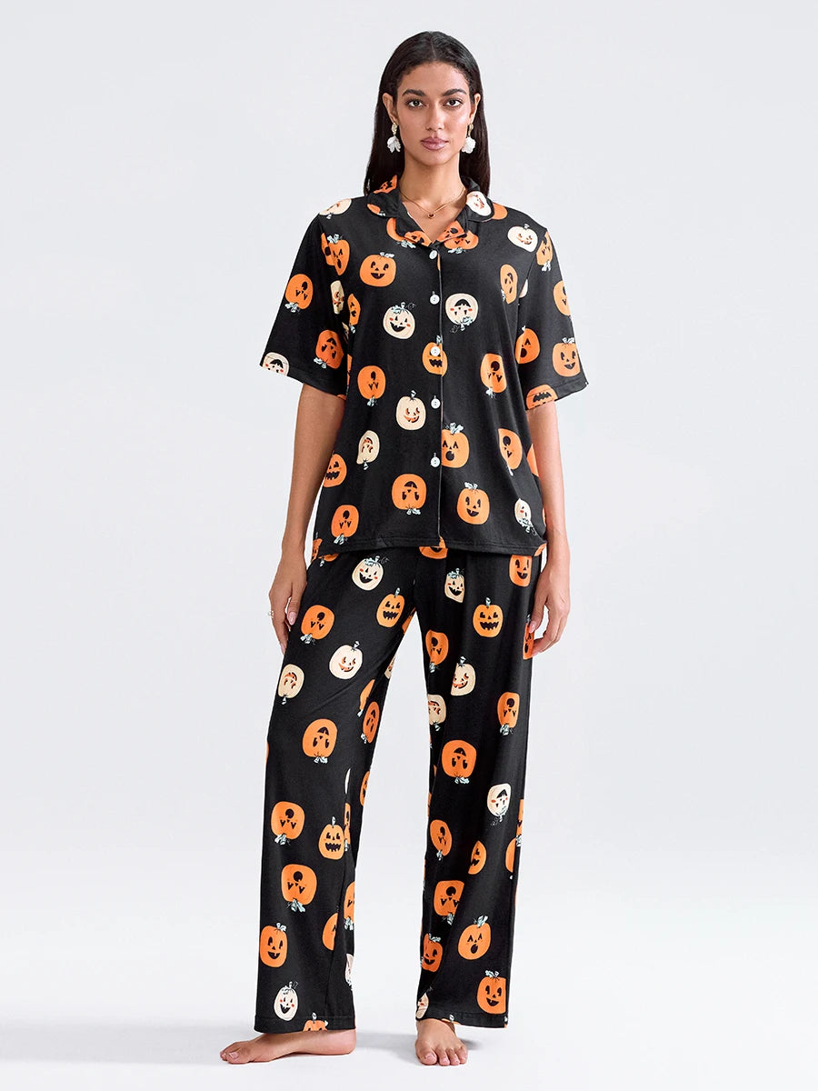 Women Pumpkin Halloween Pajama Set - Simply Great Gear