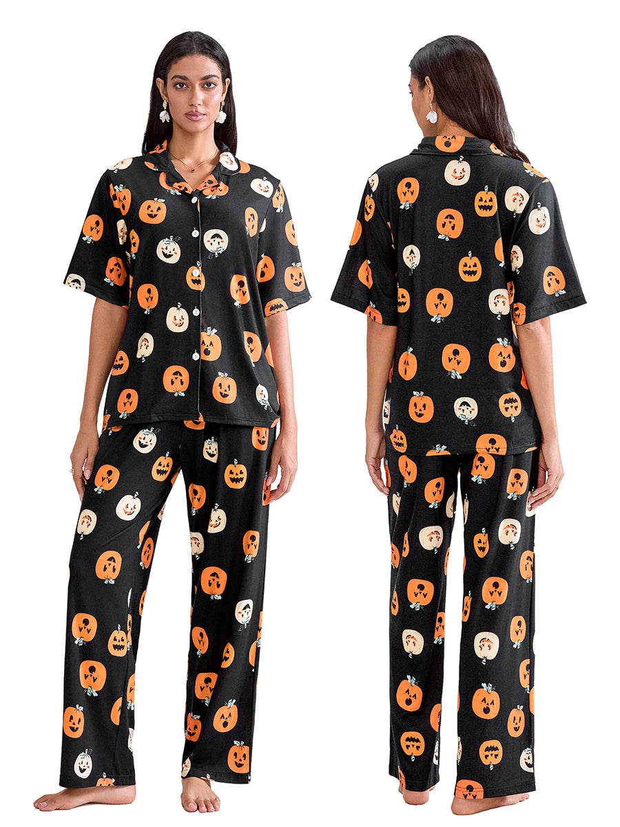 Women Pumpkin Halloween Pajama Set - Simply Great Gear