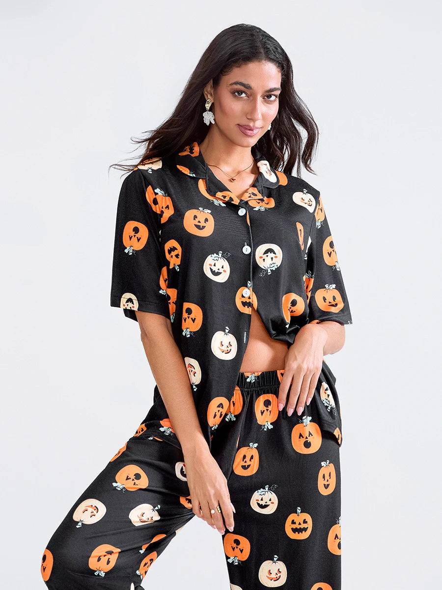 Women Pumpkin Halloween Pajama Set - Simply Great Gear