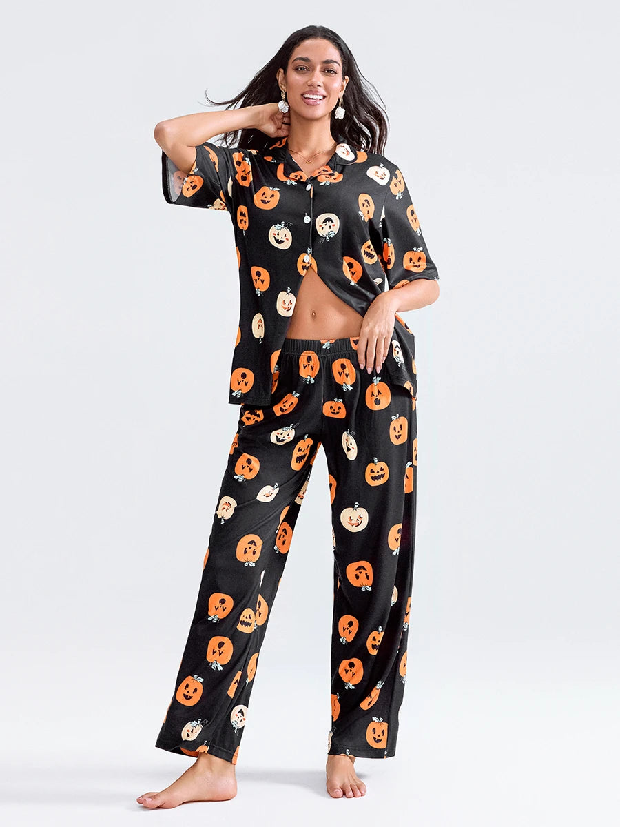 Women Pumpkin Halloween Pajama Set - Simply Great Gear