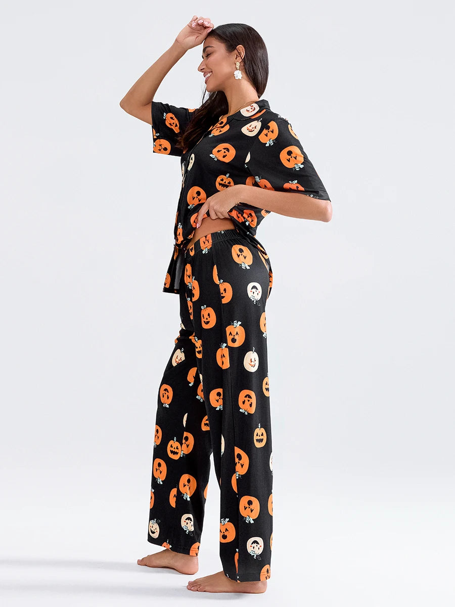 Women Pumpkin Halloween Pajama Set - Simply Great Gear