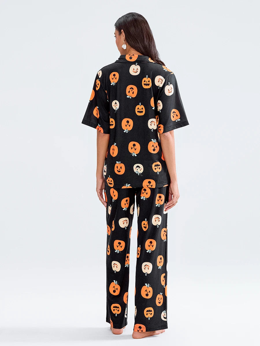 Women Pumpkin Halloween Pajama Set - Simply Great Gear