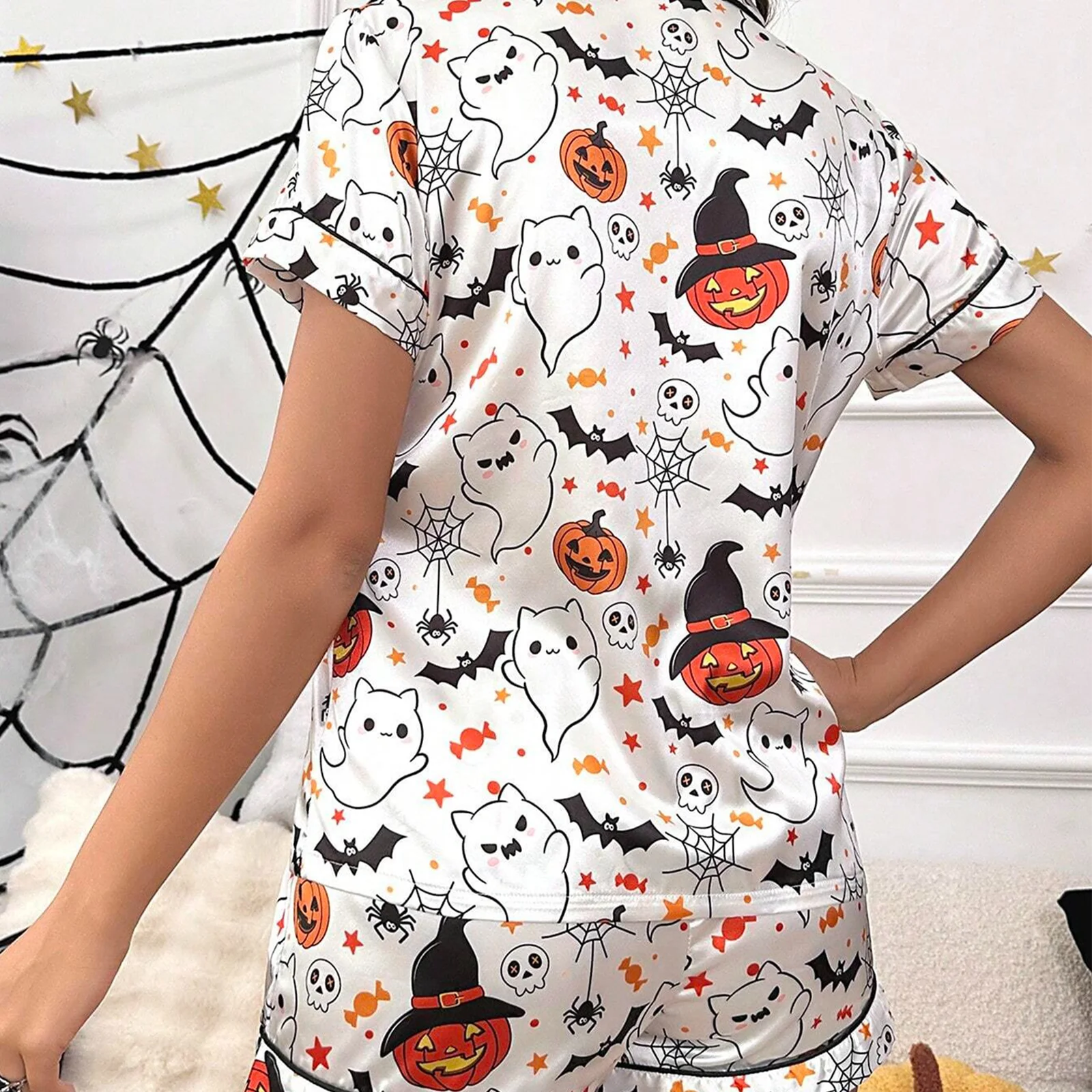 Women Short Pumpkin Halloween Sleepwear - Simply Great Gear