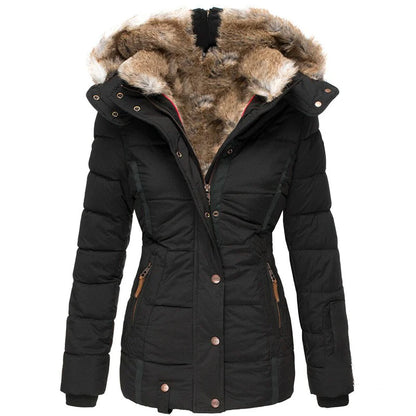 Women Winter Puffer Jacket with Faux Fur