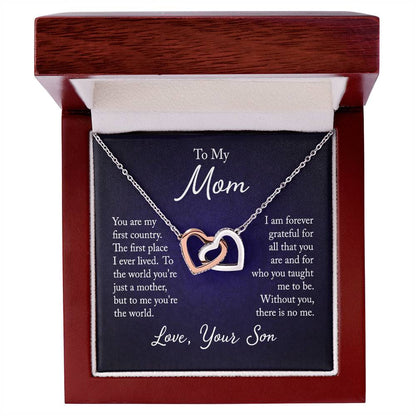 Interlocking Hearts Necklace - For Mom From Son - Simply Great Gear