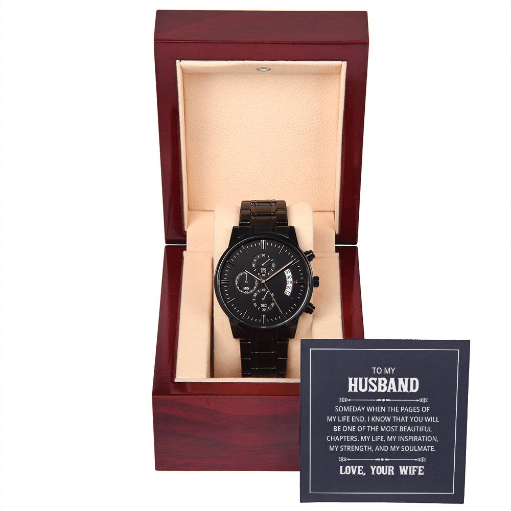 Black Chronograph Watch - For Husband From Wife - Simply Great Gear