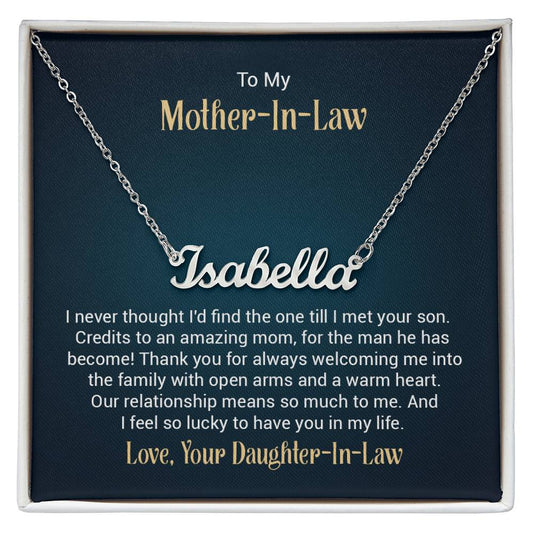 Custom Name Necklace w/ Message Card - For Mother-in-Law - Simply Great Gear