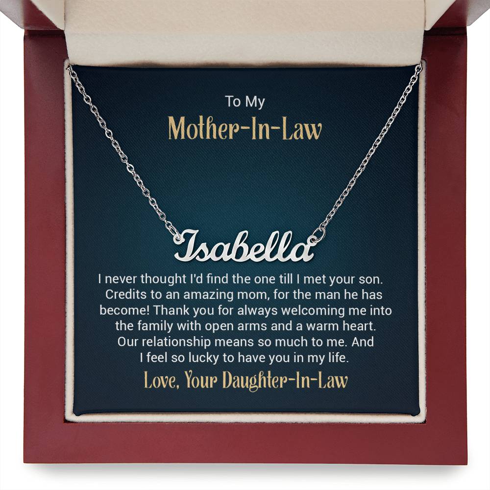 Custom Name Necklace w/ Message Card - For Mother-in-Law - Simply Great Gear