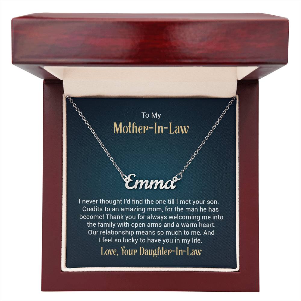 Custom Name Necklace w/ Message Card - For Mother-in-Law - Simply Great Gear