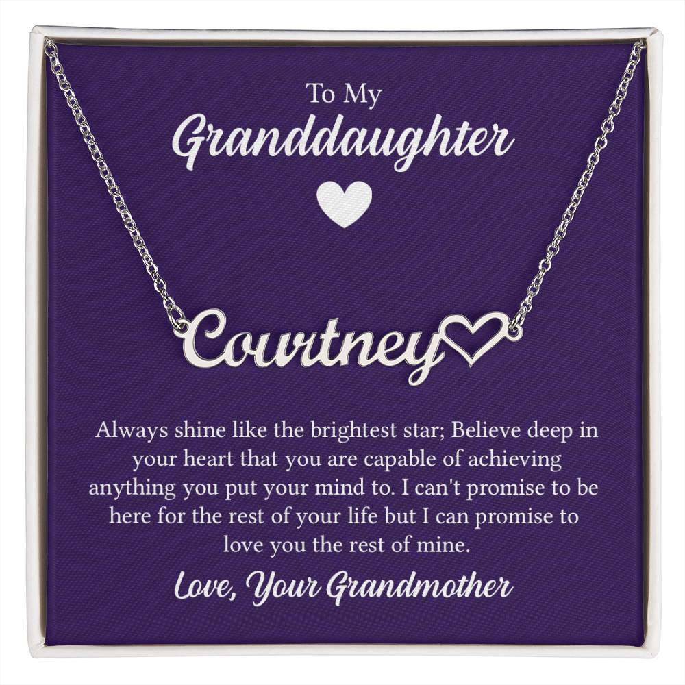 Heart Name Necklace - For Granddaughter From Grandmother - Simply Great Gear