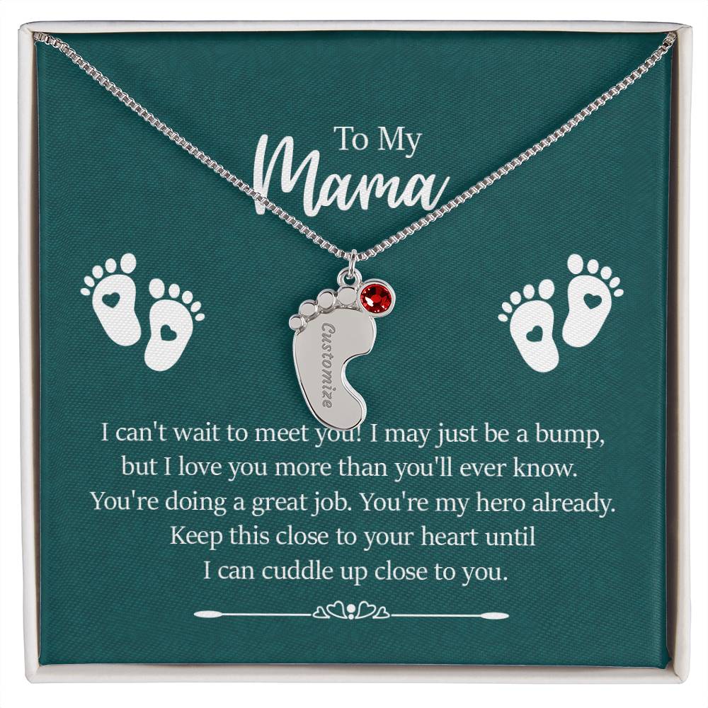 Engraved Baby Feet with Birthstones Necklace - To My Mama - Simply Great Gear