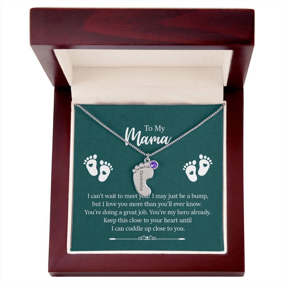 Engraved Baby Feet with Birthstones Necklace - To My Mama - Simply Great Gear