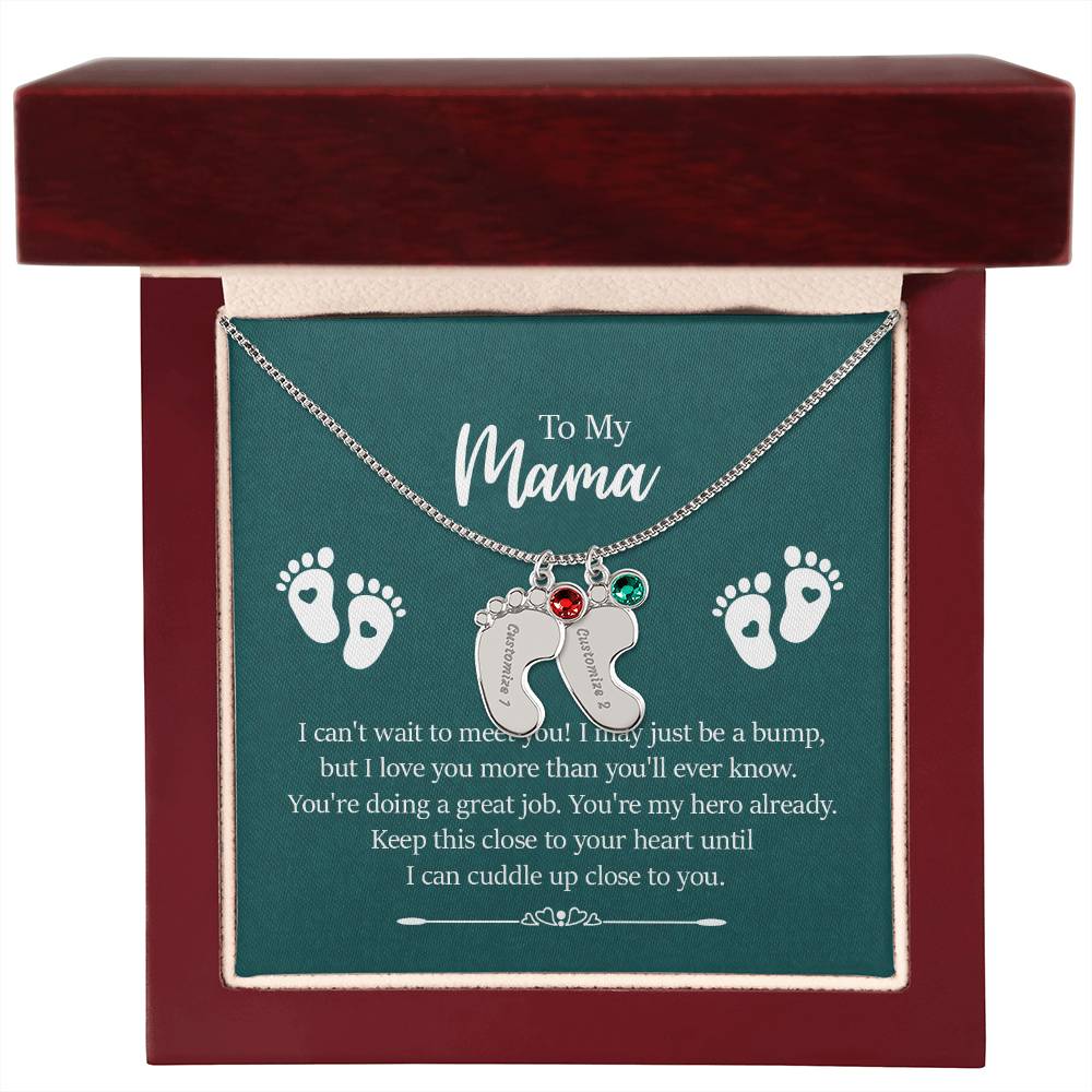 Engraved Baby Feet with Birthstones Necklace - To My Mama - Simply Great Gear