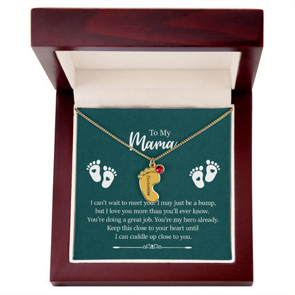 Engraved Baby Feet with Birthstones Necklace - To My Mama - Simply Great Gear