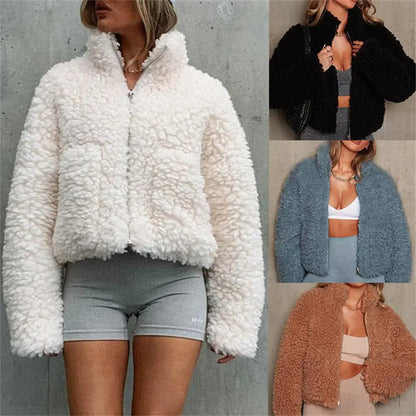 Women Winter Lamb Wool Coat Jacket