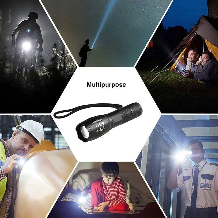 Super-Bright 90000LM LED Tactical Flashlight 5 Modes Zoomable Torch Searchlight - Simply Great Gear