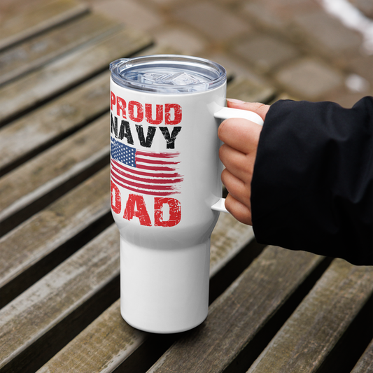 Navy Dad Travel mug with a handle - Right - Simply Great Gear