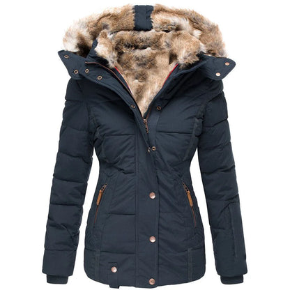 Women Winter Puffer Jacket with Faux Fur