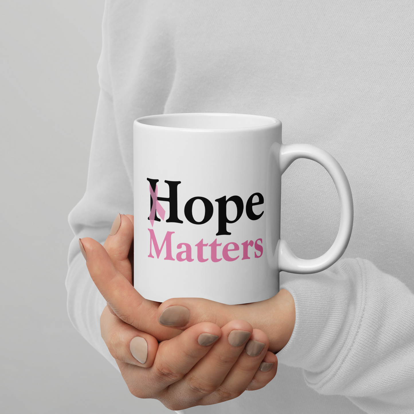 Breast Cancer Hope Matters White Glossy Mug