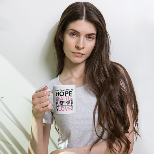 Breast Cancer Hope & Faith White Glossy Mug