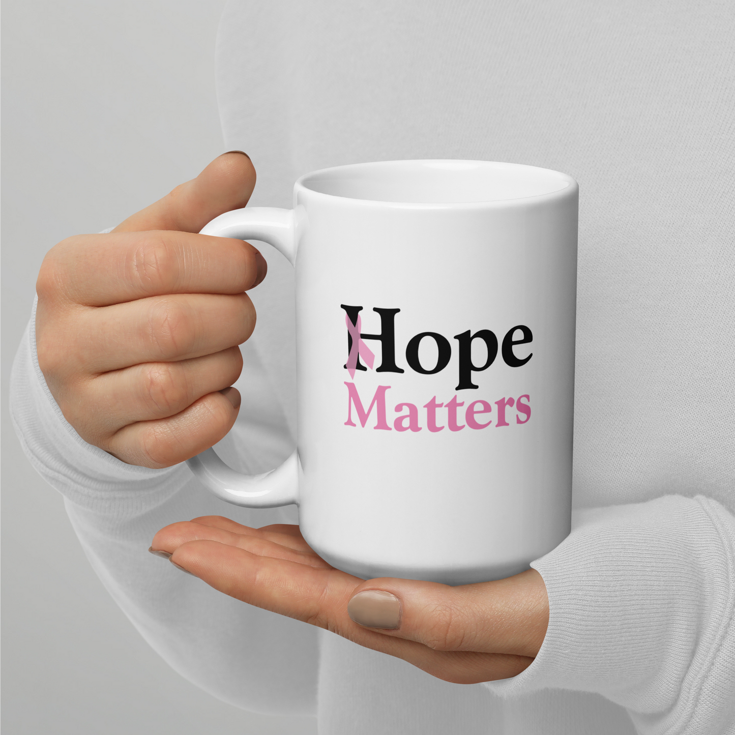 Breast Cancer Hope Matters White Glossy Mug