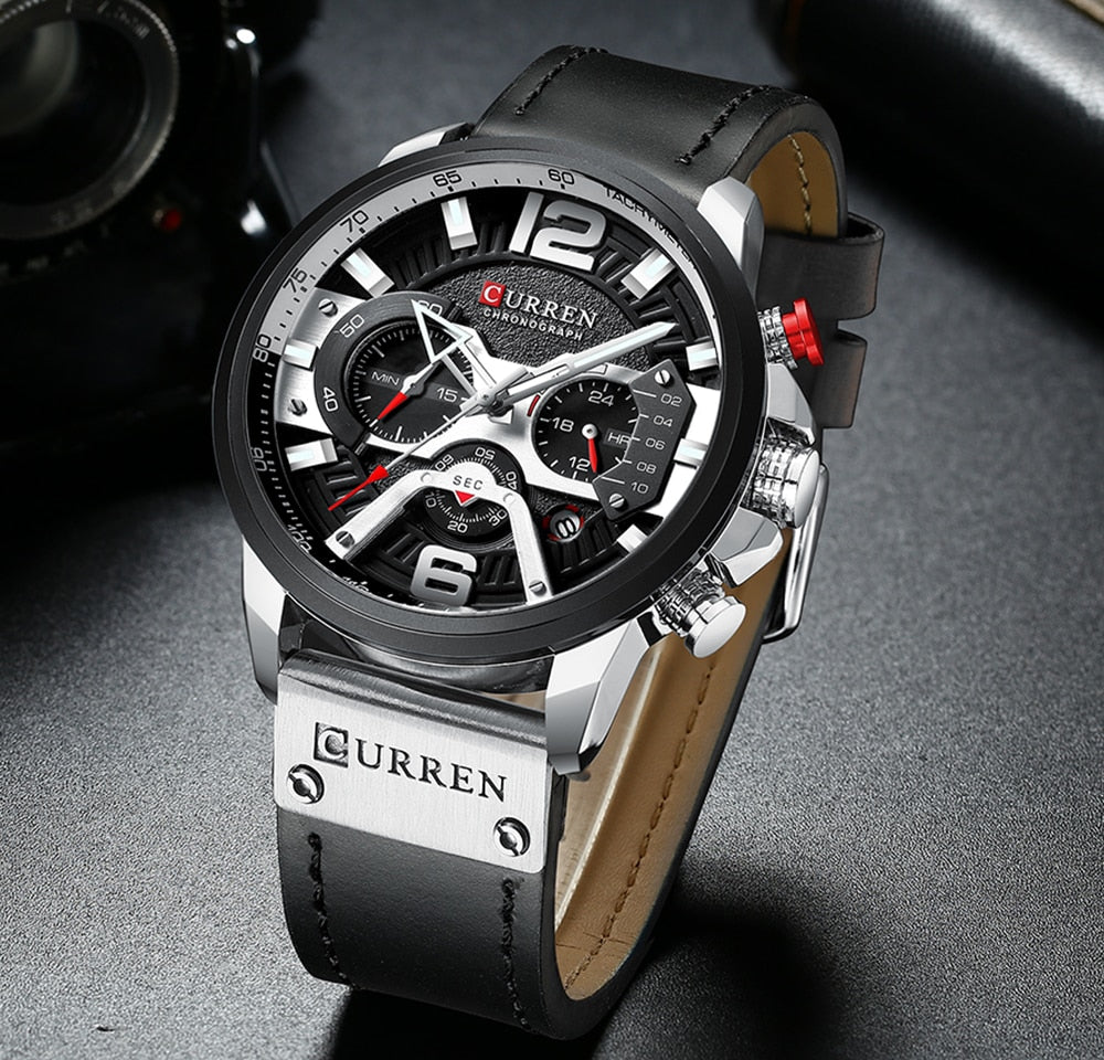 Military Leather Chronograph Wristwatch - Simply Great Gear