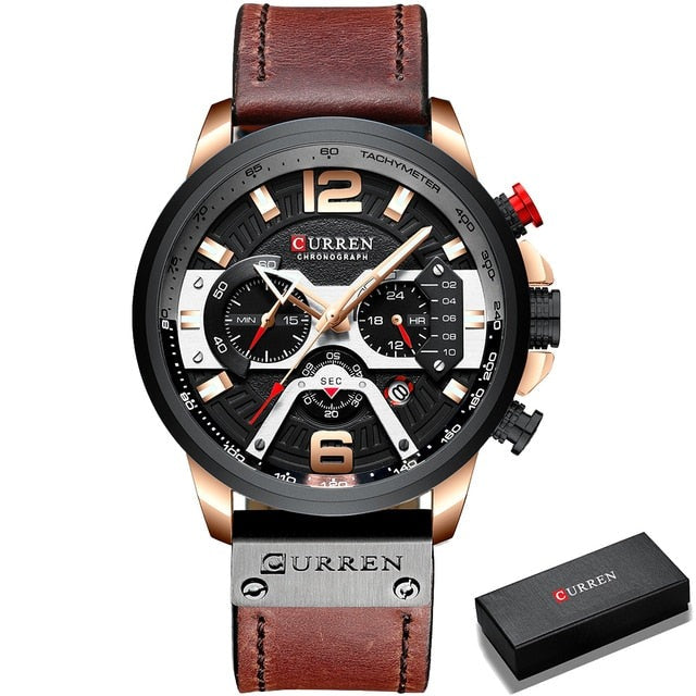 Military Leather Chronograph Wristwatch - Simply Great Gear